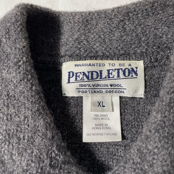 Vintage Pendleton Cardigan Women’s XL  Wool Gray Blue Floral Embroidery Boxy - Picture 5 of 6